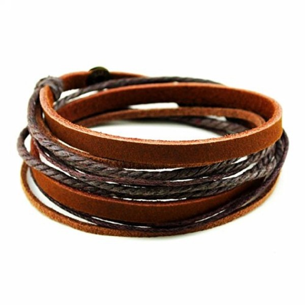 Cherryzz Fashion Brown Soft Leather Wristband Wrip Bracelet - CR1258W2HGV