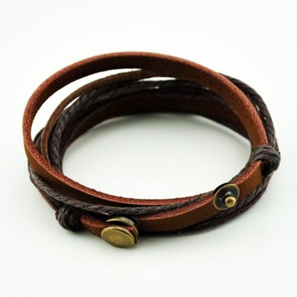 Fashion Brown Soft Leather Wristband Wrip Bracelet - CR1258W2HGV