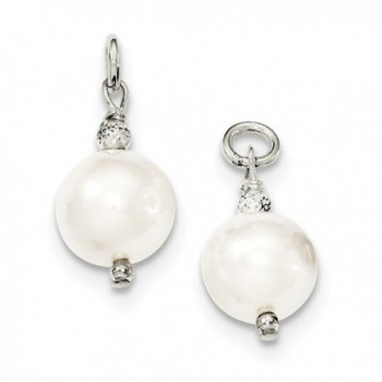Sterling Silver Freshwater Cultured Pearl and Bead Hoop Earrings Enhancers (0.7IN x 0.3IN ) - CQ11FRT3BRP