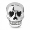 TINYSAND Jewelry Dia De Los Muertos 925 Sterling Silver Skull Charm Bead with Cubic Zirconia for Bracelets - CW1859H72U3