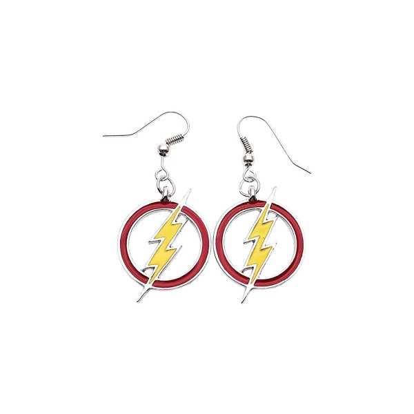 DC Comics Silvertone The Flash Color Lightning Bolt Logo Dangle Earrings with Gift Box) - CS129VZUOAV