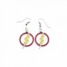 DC Comics Silvertone The Flash Color Lightning Bolt Logo Dangle Earrings with Gift Box) - CS129VZUOAV