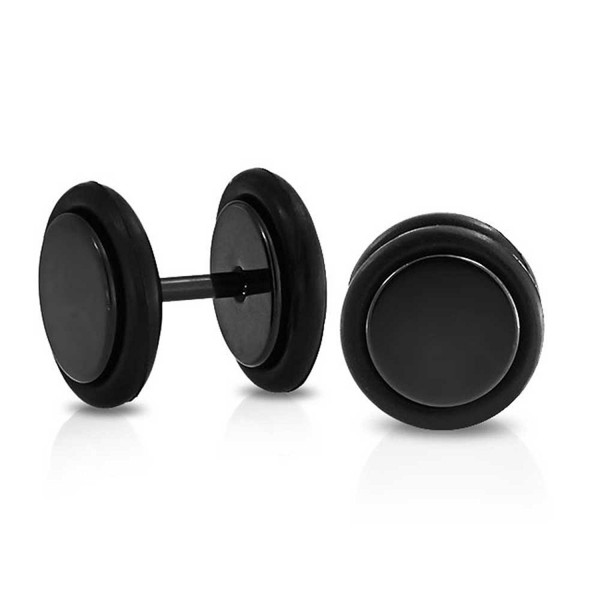 Black Cheater Acrylic Fake Plugs 16 Gauge Studs 0g Look 8mm - CN11CQFXBPP