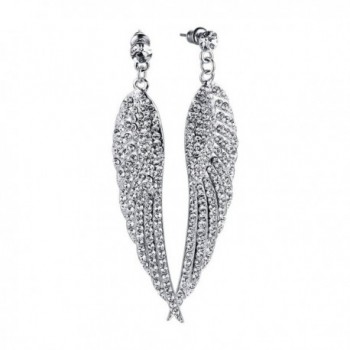 Vnox Jewelry Luxury Platinum Plated Angel Wings Cubic Zirconia Crystal Needle Drop Earrings - CA129M9YUKH