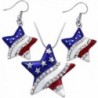 4th of July USA American Flag Star Pendant Necklace Hook Earrings Set Gift Box - C611Q36AFVF