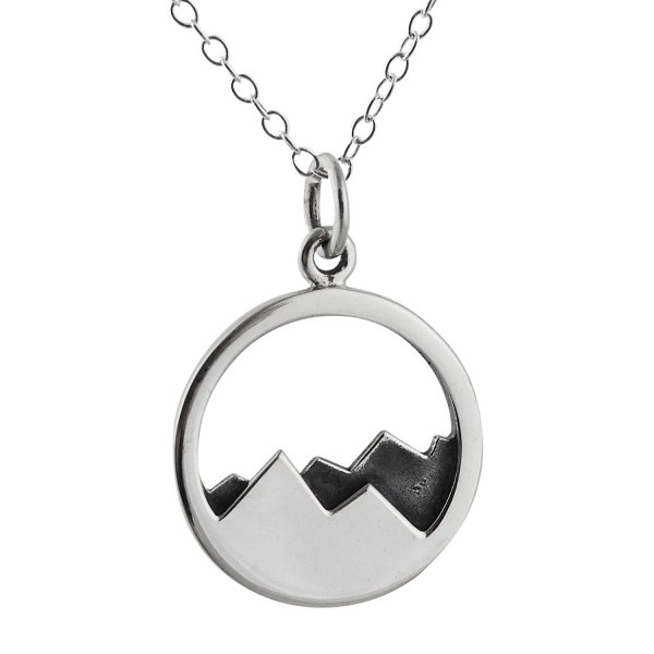 Sterling Silver Mountain Range Peaks Landscape Pendant Necklace- 18 ...