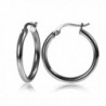Black Flashed Sterling Silver 2mm High Polished Round Hoop Earrings- All Sizes - 35mm - CR1827GI8XQ