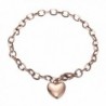 Stainless Steel Bracelets-HERACULS 316L Women's Chain Link Bracelet with Heart Charm 7.5 Inch - Rose Gold - CC12ODTKDF8