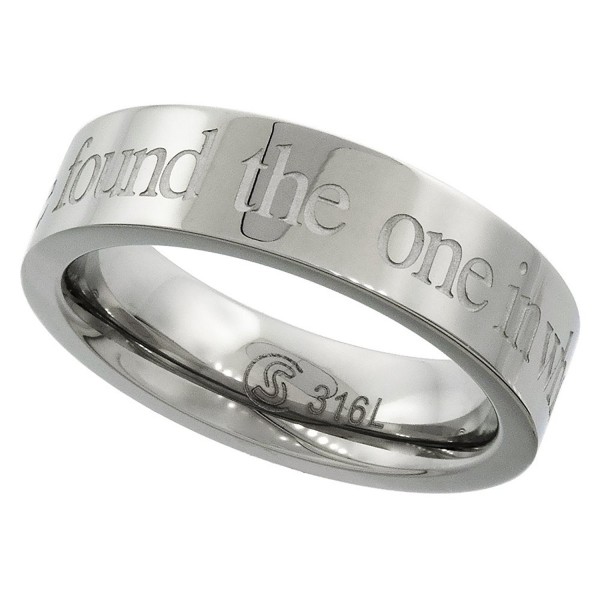 Surgical Stainless Steel 5mm I HAVE FOUND THE ONE IN WHOM MY SOUL DELIGHTS Wedding Ring- sizes 5 - 9 - CM113U6PLGL