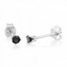 1/4 Ct Round Black Diamond Rhodium Nickel Finish 925 Sterling Silver Stud Earrings - C011MEUGIEN