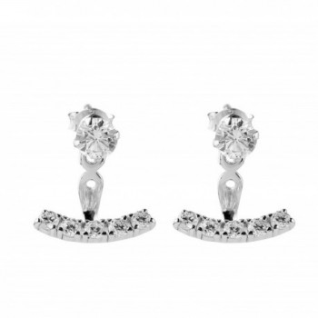 Sterling Silver White Cubic Zirconia Ear Jacket Earrings - CP12KJO1WSR