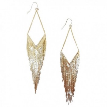 Mina Gold Cascading Fringe V-Drop Shoulder Duster 5.3 inch Drop Extra Long Earring - CS17YQ3SXCS