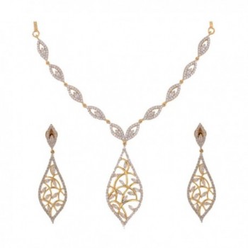 Swasti Jewels Floral Design Zircon Traditional Fashion Jewelry Set with Necklace Earrings for Women - C6120FDUK49