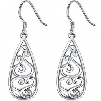 925 Sterling Silver Earrings- BoRuo Filigree Teardrop Earrings - CT1859GHD83