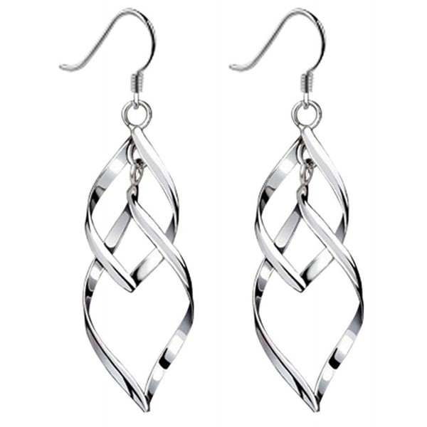 Bassion Womens Classic Double Linear Loops Design Twist Wave Earrings for Women Girls - Silver-colored - CV186E4GXT4