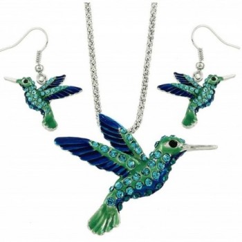 DianaL Boutique Beautiful Hummingbird Necklace and Earring Set Gift Boxed Bird Theme - CG1267N2RI3