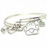 Plus Size Center Heart Paw Print Adjustable Wire Bangle Set - C712CQ9LCVP