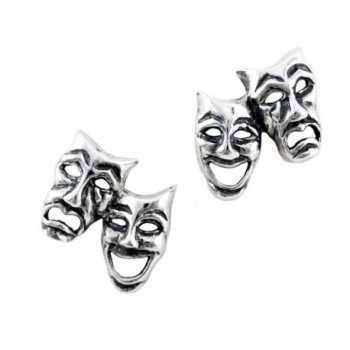 Sterling Silver Comedy & Tragedy Masks Post Earrings - CG115B9SWUH