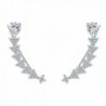 EVER FAITH Women's 925 Sterling Silver CZ Sweep Ear Pin Cuff Wrap Hook Earrings 1 Pair - Clear-1.3 inch - CS17AZ85D2H