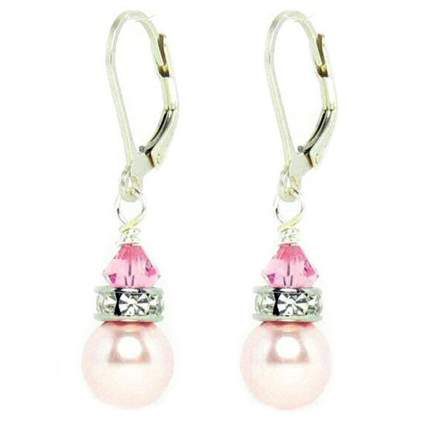 Sterling Silver Swarovski Elements Simulated Pearl Leverback Dangle ...