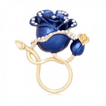 MANZHEN Luxury Gold Plated Enamel Rose Flower Magnetic Eyeglass Holder Clip Brooch Jewelry for Shirt - Blue g - CB186SYUXLZ