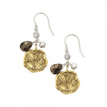 Silpada 'Perfect Composition' Sterling Silver- Brass- Cubic Zirconia- and Pyrite Drop Earrings - CG12O4SACFM