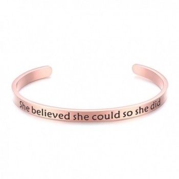 Bracelet Engraved Inspirational Christmas Valentines - Rose Gold - CI189HGZ2YN