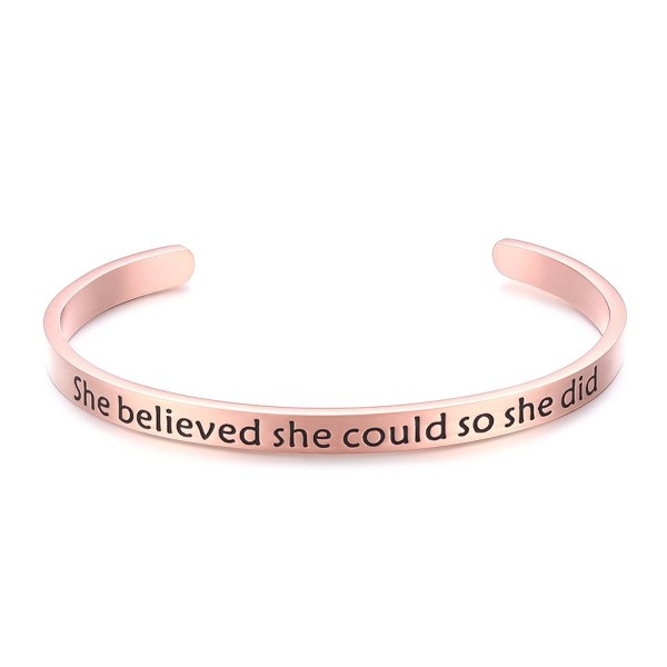 Bracelet Engraved Inspirational Christmas Valentines - Rose Gold - CI189HGZ2YN