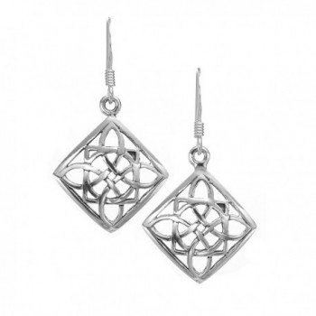 925 Oxidized Sterling Silver Square Celtic Knot Dangle Earrings - Nickel Free - CU11K3Z87O5