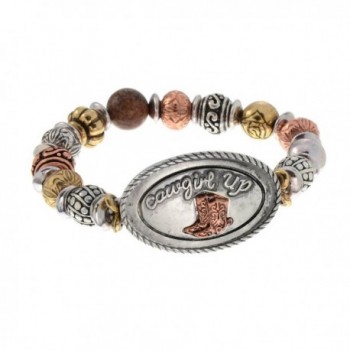 PammyJ Tri-Tone Western Theme Cowgirl Up Stretch Bracelet - CH17XXCYANZ