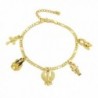 Women's Cross- Ankh- Queen Nefertiti Piece 10" Rope- Figaro Chain Anklet Foot Bracelet in Gold Tone - CA18C2T38AO