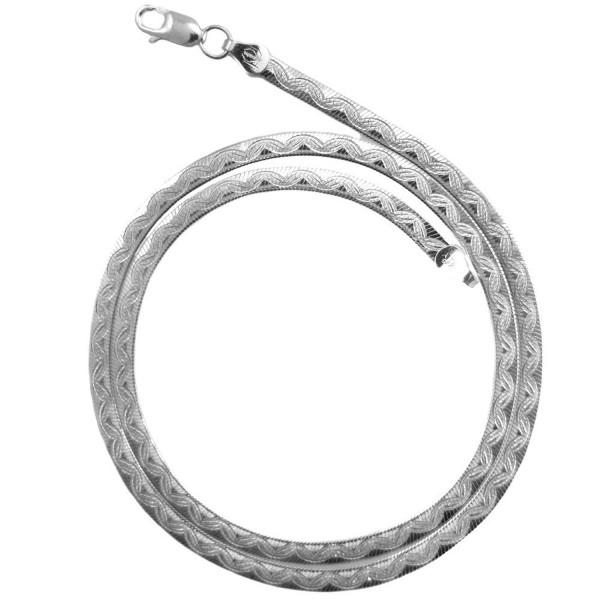 3mm Wave Designed Herringbone Necklace Italian 925 Sterling Silver Chain 16-20 Inches - C211VF4JYPJ