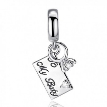 Mother's Day Gift "To My Baby" 925 Sterling Silver Love Letter & Rings Dangle Charms for Bracelets - Blue - CU1802C4CWS