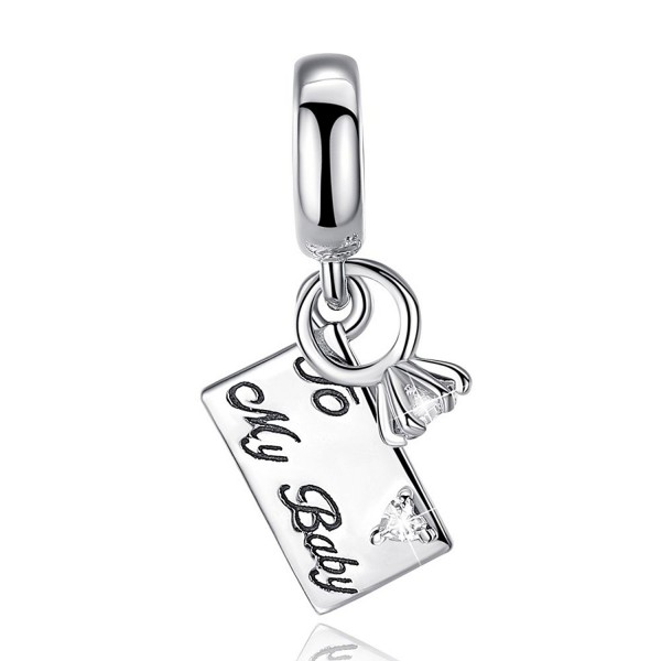 Mother's Day Gift "To My Baby" 925 Sterling Silver Love Letter & Rings Dangle Charms for Bracelets - Blue - CU1802C4CWS