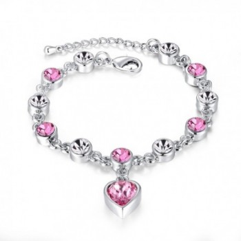 Womens Girls Love Heart Bracelet Made with Swarovski Crystals - CU186X6Y3Q6