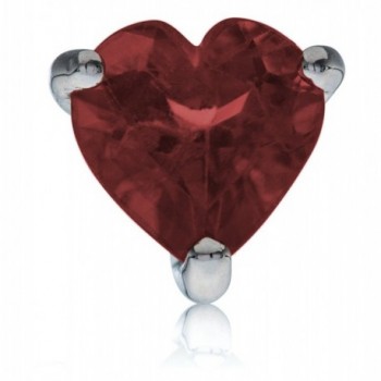 Sterling Silver Earrings Garnet Heart in Women's Stud Earrings
