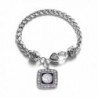 Volleyball Sport Charm Classic Silver Plated Square Crystal Bracelet - C411LIB3WCF