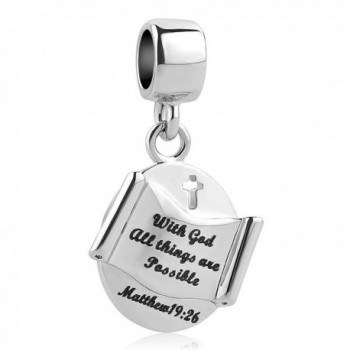 ReisJewelry Cross Holy Bible Charm With Gods All Things Are Possible Charms Beads For Bracelets - CC188YU58Z7