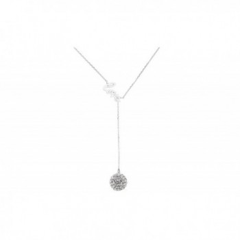 Love Y Necklace with 10mm Crystal Drop in Sterling Silver - CP12CMPMKRD