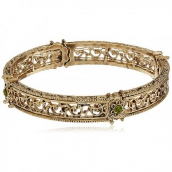 1928 Jewelry Gold-Tone Green Crystal Flower Stretch Bracelet - CF116PQX4OT