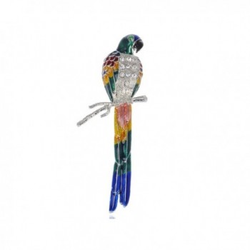 Alilang Silvery Tone Tropical Rainbow Colorful Large Parrot Bird Brooch Pin - Multicolored - CD113T2D6E5