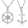 FLOW ZIG Vilam Zinc Alloy Tiny Anchor Love Couple Necklaces (Random Silver Chain) 1 pair - CE124ASHWKT