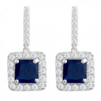 SELOVO Classic Art Deco Royal Blue Drop Earrings Sapphire Color Square Cubic Zirconia - C212I3C8BNB
