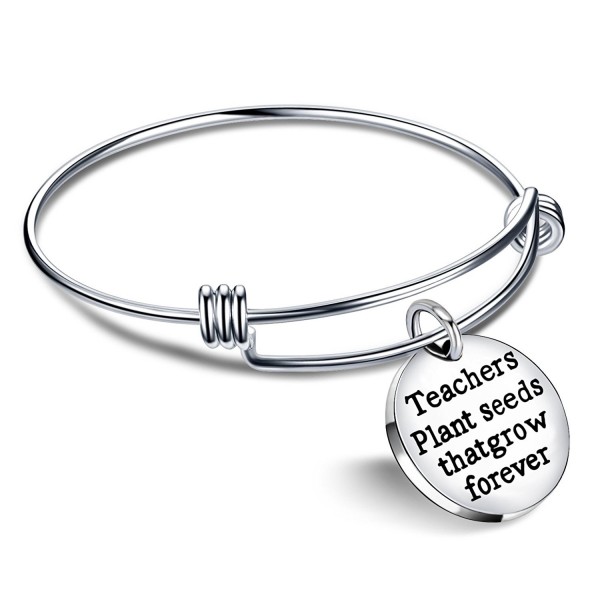 Term Begins/end Teacher Gift Expandable Bangle Teachers plant seeds that grow forever Bracelet Women Men - C517YI2YZ8I