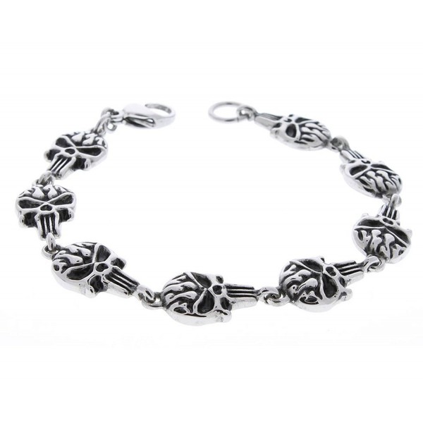 Stainless Steel Punisher Skull Bracelet - 7.5 inches - C312OI1CM95