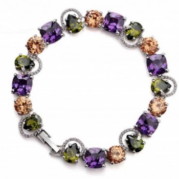 White Gold Plated Multicolor Cubic Zirconia Bracelet For Woman- Gifts For Woman - C7182MR4ZGM