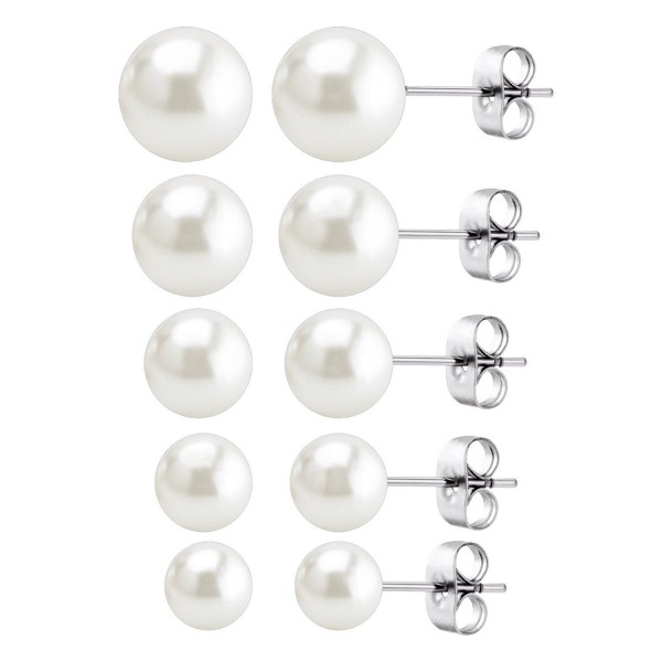 Jewelrieshop Wholesale Imitation Stainless Hypoallergenic - 1) 5 Pairs White - CQ11XP93WRX