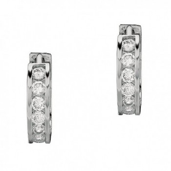 Sterling Silver Channel-set Cubic Zirconia Huggy Huggie Hoops Earrings 14.5 Mm - C1121F528UF