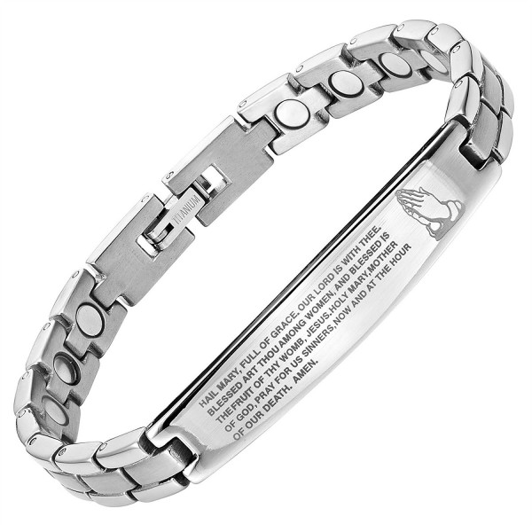 Willis Judd Titanium Magnetic Bracelet Engraved with The Hail Mary Adjustable - CW126HQEOF9