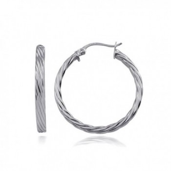 Hoops & Loops Sterling Silver 3mm Twist Design Polished Small Hoop Earrings - C912H3NAG7T